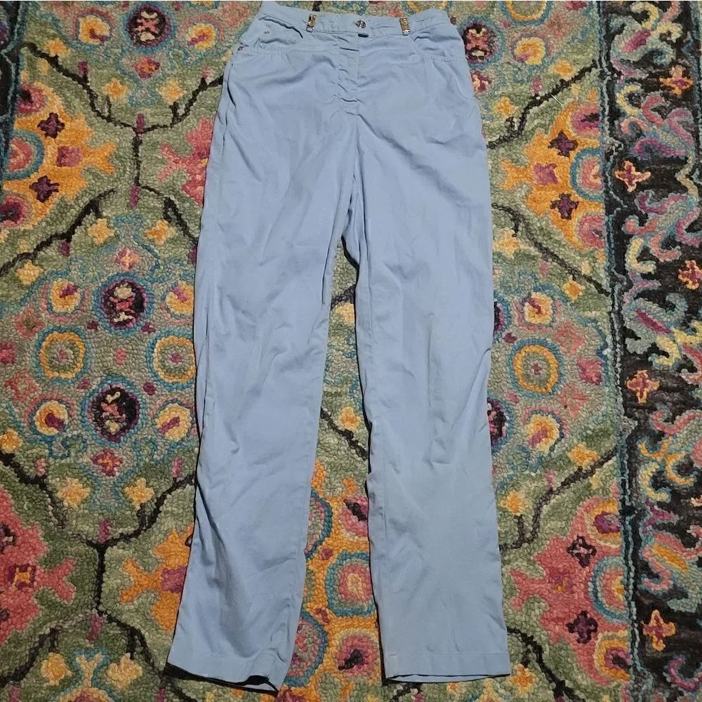 St. John Sport Relaxed Cotton Stretch Trousers Light Blue Women's 2